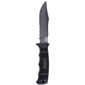 SOG SEAL Pup Fixed 4.75" Powder Coated Combo Blade GRN Handles Kydex Sheath