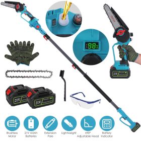 2-IN-1 Cordless Pole Saw And Mini Chainsaw With Extension Pole 21V Battery 6' Electric Brushless Pole Chainsaw with Digital Display Auto Oiler Sa