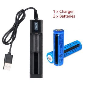 Rechargeable Li-Ion button top Batteries 3000mAh Multipurpose Battery 3.7V + USB Charger for Torch Laser (Quantity: 2* batteries + 1* usb charger)